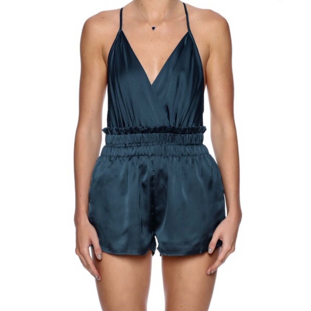 NWT Evenuel: Black Satin Romper